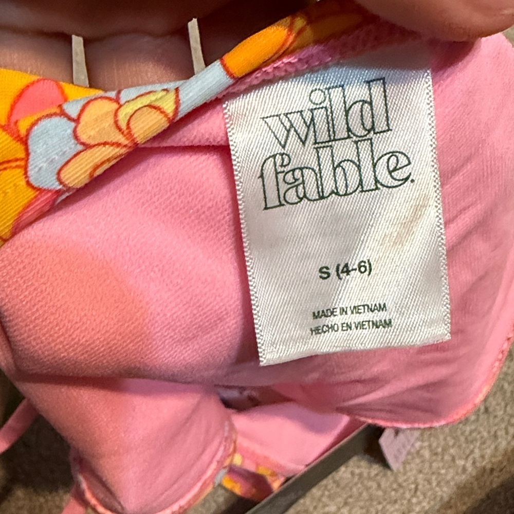 Wild Fable Pink Floral String Side Tie Swim Bikini Bottoms Size S - Picture 6 of 6